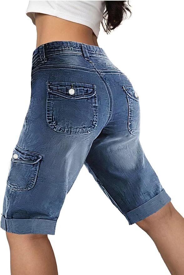 Bermuda Denim Straight Leg Shorts