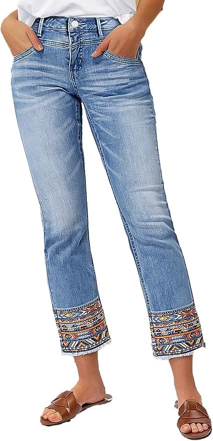 Straight Leg Cropped Jeans for Women